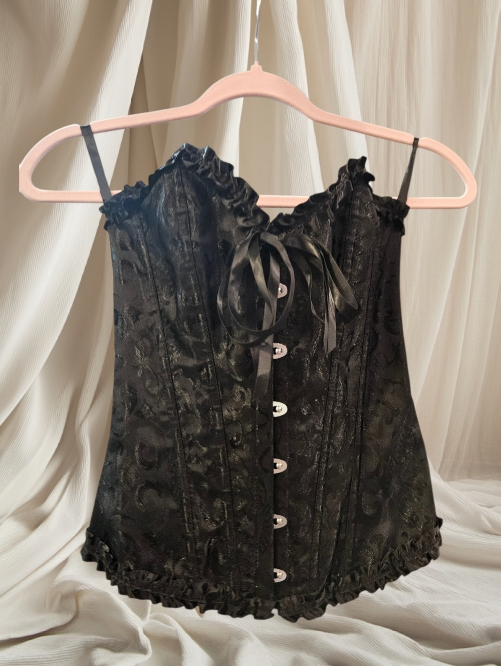 Black Corset Women's Small with Ribbon Bow